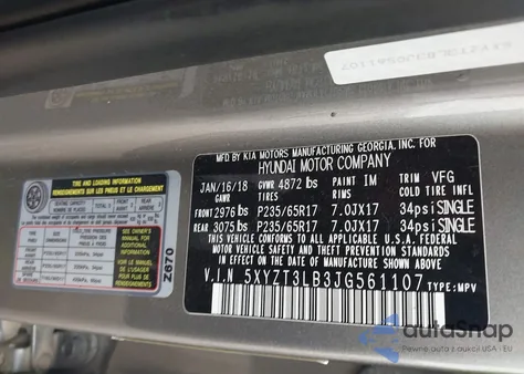 2018 Hyundai Santa Fe Sport 2.4L from USA, damaged, VIN 5XYZT3LB3JG561107